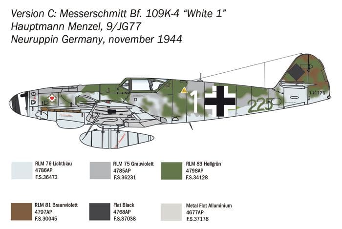 1/48 Italeri #2805 German Fighter Messerschmitt Bf109 K-4