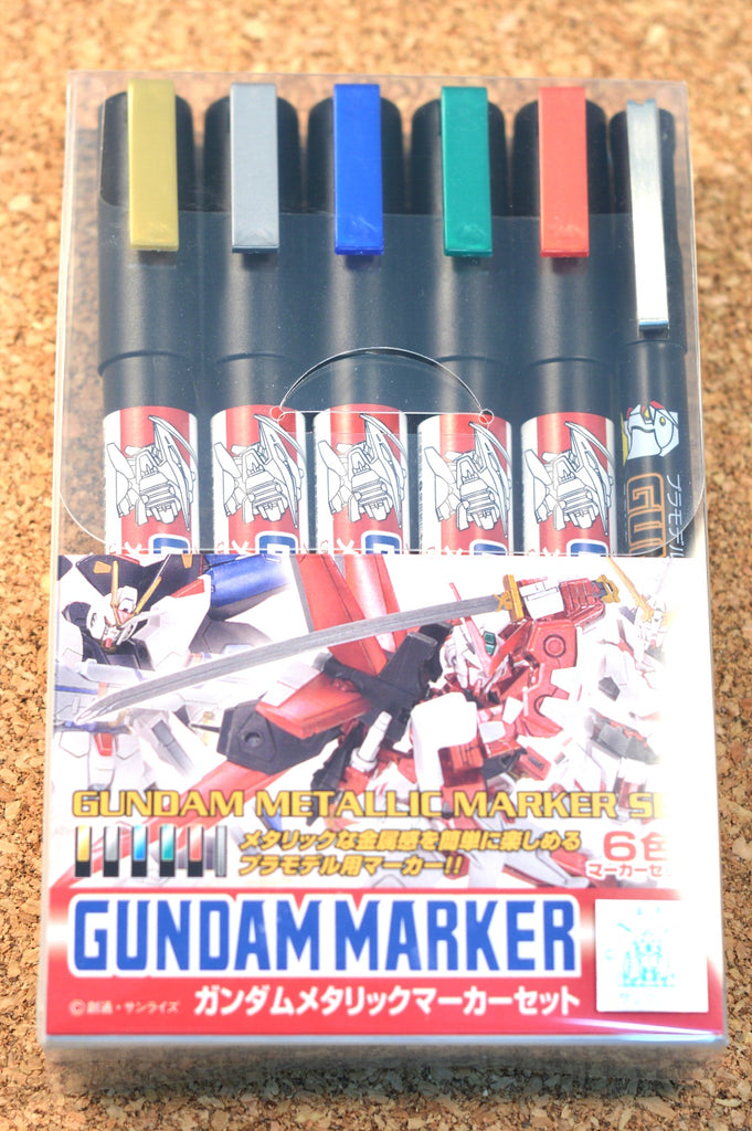 GMS121 Gundam Marker Gundam Metallic Marker Set (5 Colors + 1 Panel Lining Brush Pen)