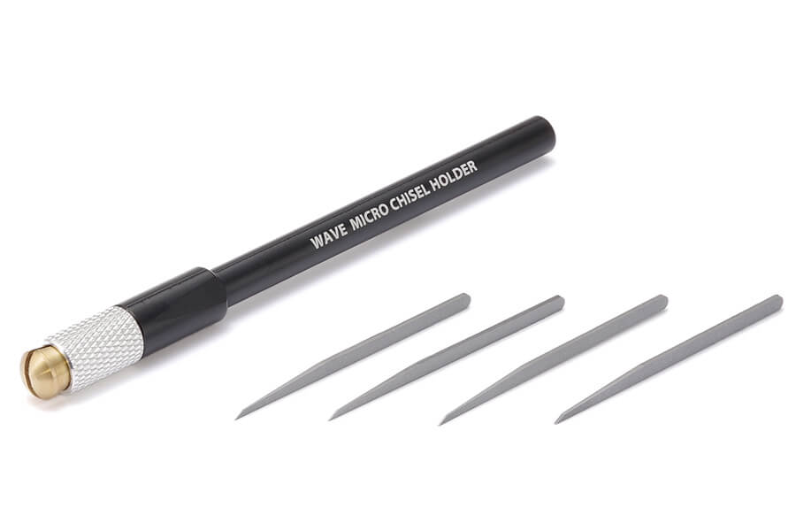 HT556 HSS Micro Chisel Set (0.1/0.2/0.3/0.5 Blades & Black Holder)