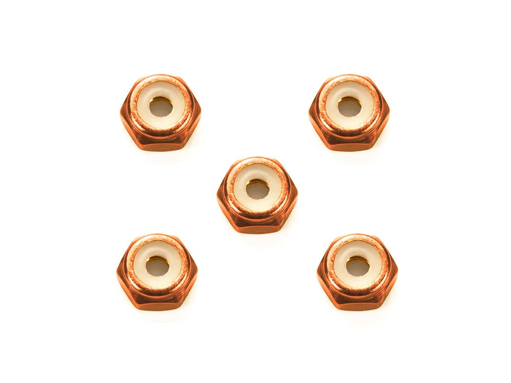 Mini 4WD GUP 2mm Aluminum Lock Nut (Orange, 5 pieces)