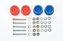 Mini 4WD GUP #457 Low Friction Plastic Double Rollers (Red & Blue, 13-12mm)