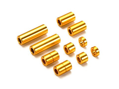 Mini 4WD GUP Aluminum Spacer Set Gold (12/6.7/6/3/1.5mm, 2 pieces each)