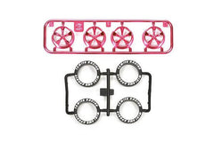 Mini 4WD GUP Low Height Tire & Pink Plated Wheel Set (5 Spoke)