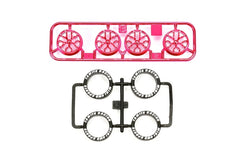 Mini 4WD GUP Low Profile Tire & Pink Plated Wheel Set (Y-Spoke)