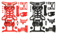 Mini 4WD GUP Reinforced Super-X Chassis Red & Black Set