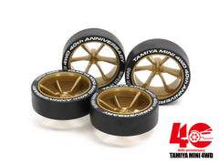 Mini 4WD GUP Super Hard Large Diameter Low Profile Tire & Wheel Set (6 Spoke) Mini 4WD 40th Anniversary