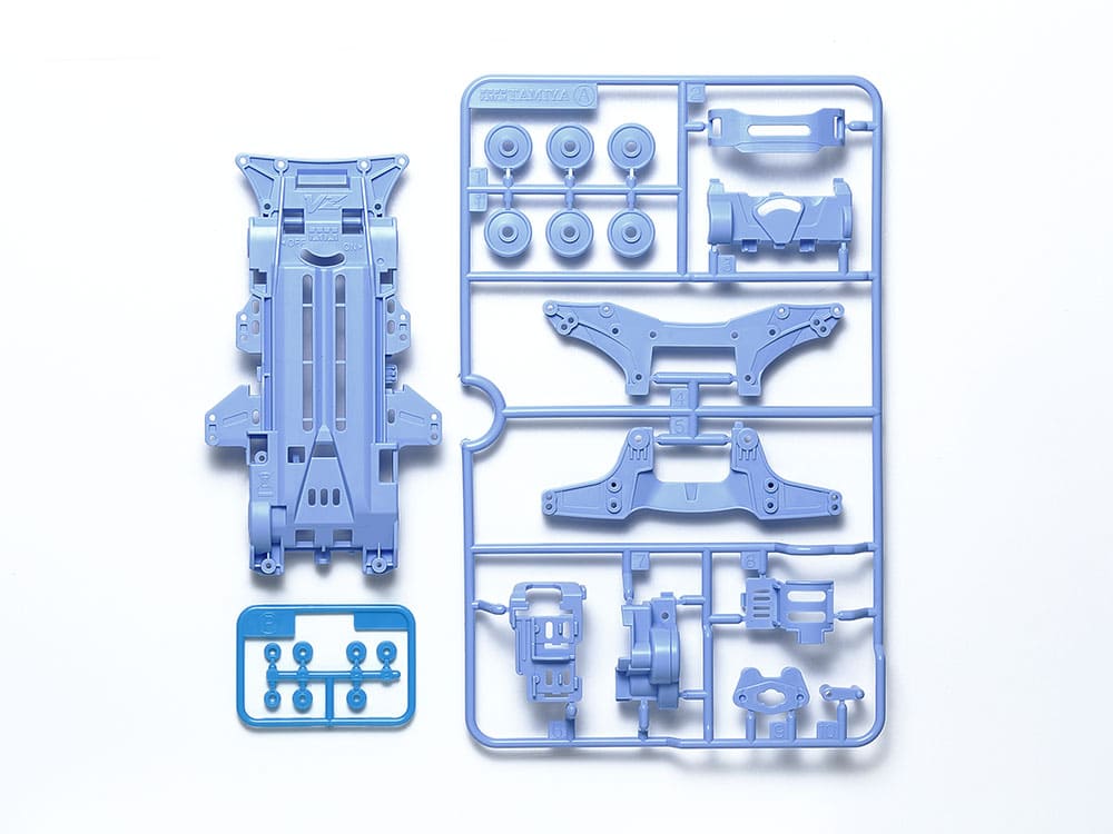 Mini 4WD GUP VZ Chassis Set Pastel Blue